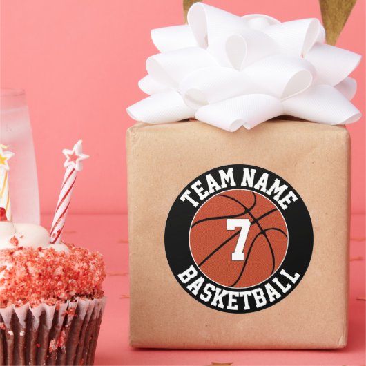 Basketball Team Name en Player Number Custom Ronde Sticker (Feest)