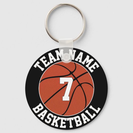 Basketball Team Name en Player Number Custom Sleutelhanger (Voorkant)