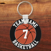 Basketball Team Name en Player Number Custom Sleutelhanger (Voorkant)