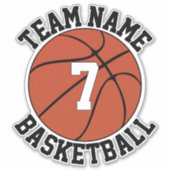 Basketball Team Name & Player Number Custom Sports Sticker (Voorkant)