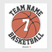 Basketball Team Name & Player Number Custom Sports Sticker (Vel)