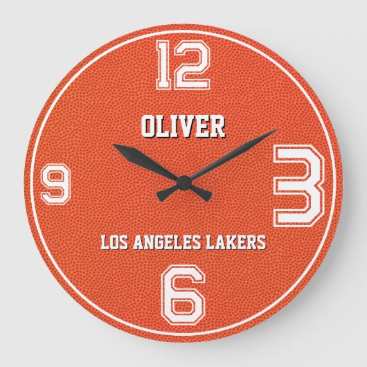 Basketball Textured Sports Custom Name Team Grote Klok (Voorkant)
