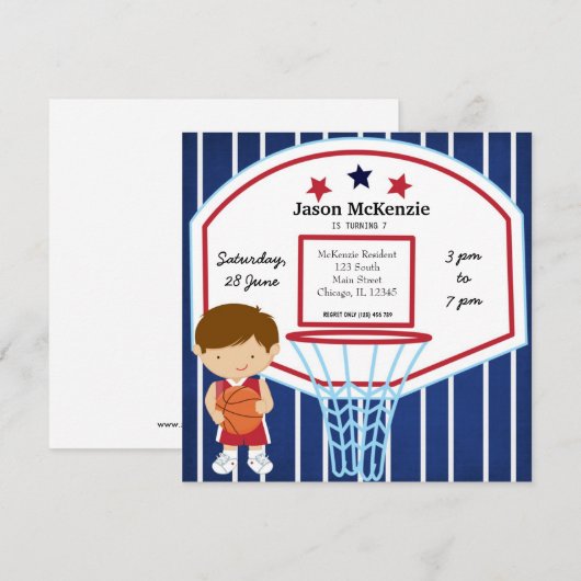 Basketball-thema Kaart (Voorkant / Achterkant)