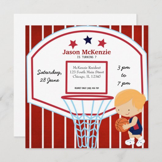 Basketball-thema Kaart (Voorkant / Achterkant)