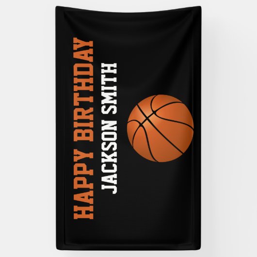 Basketball Theren Happy Birthday Spandoek (Verticaal)