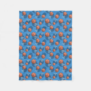 Basketball Thlege Pattern Blue Fleece Blanket