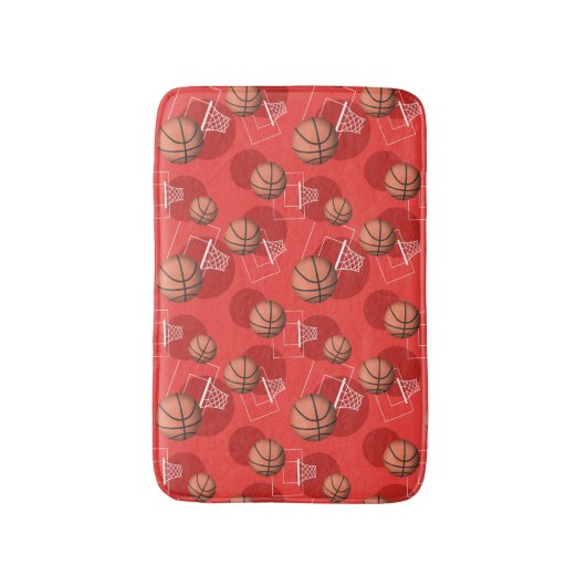 Basketball Threattern Pattern Red Bath Mat (Voorkant Verticaal)