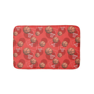 Basketball Threattern Pattern Red Bath Mat
