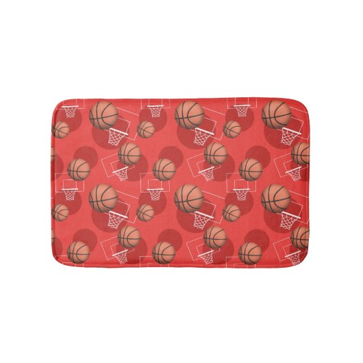 Basketball Threattern Pattern Red Bath Mat (Voorkant)