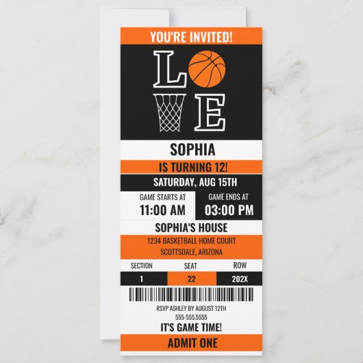 Basketball Ticket Birthday,Basketball Girl player  Kaart (Voorkant)