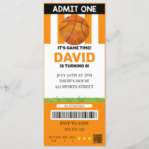 Basketball Ticket Birthday Boy Sport Party Kaart