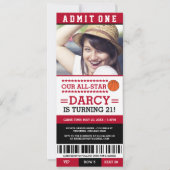 Basketball Ticket Birthday Invites Kaart (Voorkant)