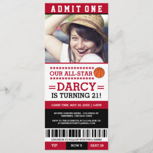 Basketball Ticket Birthday Invites Kaart