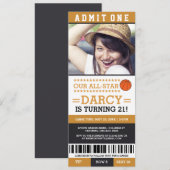 Basketball Ticket Birthday Invites Kaart (Voorkant / Achterkant)