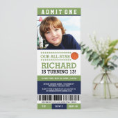 Basketball Ticket Birthday Invites Kaart (Staand voorkant)