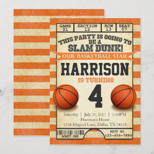 Basketball Ticket Birthday Party Invitation Invite Kaart