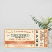  Basketball Ticket Birthday Uitnodiging (Staand voorkant)