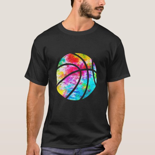Basketball Tie Dye - Rainbow Trippy Hippie T-shirt (Voorkant)
