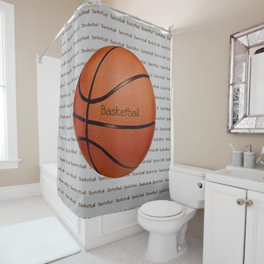 Basketball Tiled Text Design Showgordijn Douchegordijn (In situ)