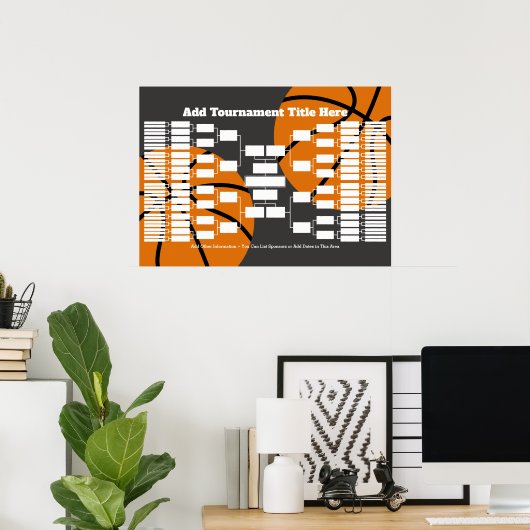 Basketball Tournament Bracket - 64 teams Poster (Thuiskantoor)