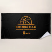 Basketball Towel – Shoot. Score. Repeat. | Sports  Strandlaken (Voorkant)