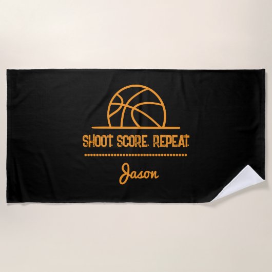 Basketball Towel – Shoot. Score. Repeat. | Sports  Strandlaken (Voorkant)