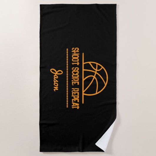 Basketball Towel – Shoot. Score. Repeat. | Sports  Strandlaken (Voorkant)