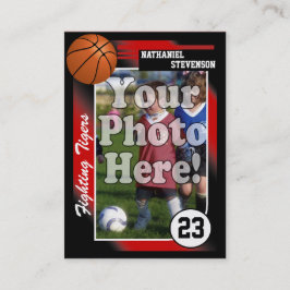 Basketball Trading Card, Red Lg Visitekaartje Size