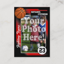 Basketball Trading Card, Red Lg Visitekaartje Size