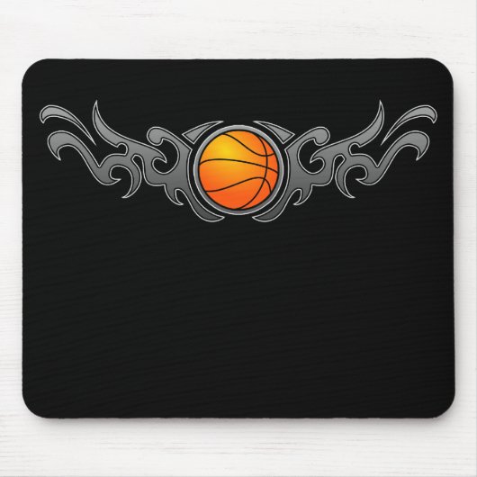 Basketball Tribal Flames Grey Mousepad Muismat (Voorkant)
