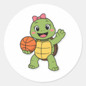 Basketball turtle ronde sticker (Voorkant)