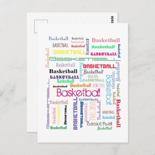 Basketball Typografie Briefkaart (Voorkant / Achterkant)