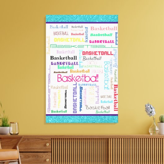 Basketball Typografie Canvas Afdruk (Insitu (Woonkamer))