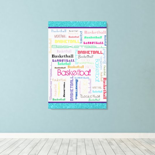 Basketball Typografie Canvas Afdruk (Insitu (Houten vloer))