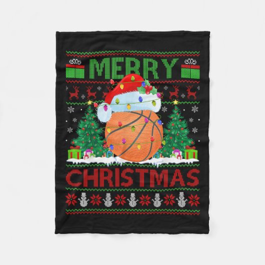 Basketball Ugly Christmas Sweater Srts Player Ligh Fleece Deken (Voorkant)