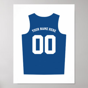 Basketball Uniform Poster Personaliseer Blauw