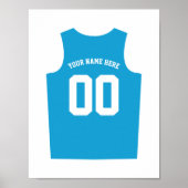 Basketball Uniform Poster Personaliseer Light Blue (Voorkant)