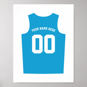 Basketball Uniform Poster Personaliseer Light Blue