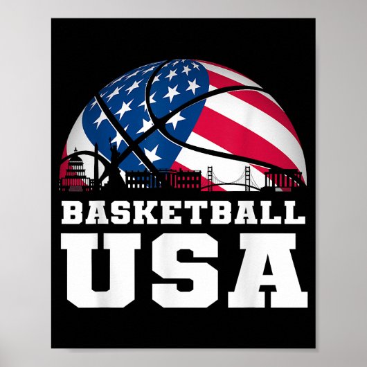 Basketball USA Support the Team Tshirt USA Flag Dr Poster (Voorkant)