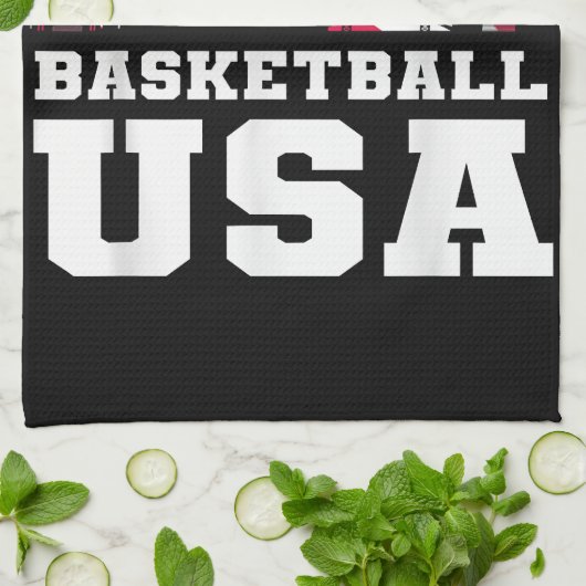 Basketball USA Support the Team Tshirt USA Flag Dr Theedoek (Gevouwen)