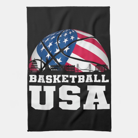 Basketball USA Support the Team Tshirt USA Flag Dr Theedoek (Verticaal)