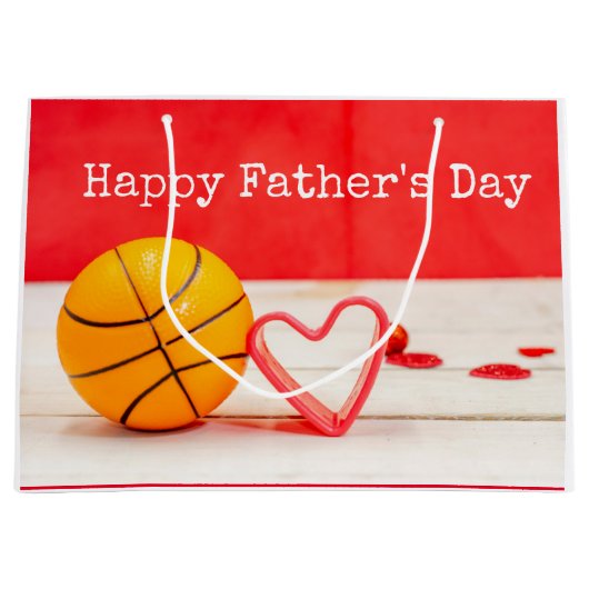 Basketball Vaderdag en rood hart met liefde Groot Cadeauzakje (Voorkant)