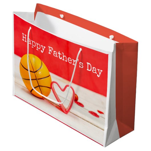 Basketball Vaderdag en rood hart met liefde Groot Cadeauzakje (Voorkant Gekanteld)