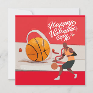 Basketball Valentijnsdag met speler en hart Feestdagenkaart