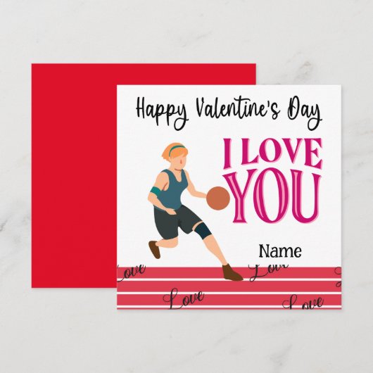 Basketball Valentijnsdag van Player met C Kaart (Voorkant / Achterkant)