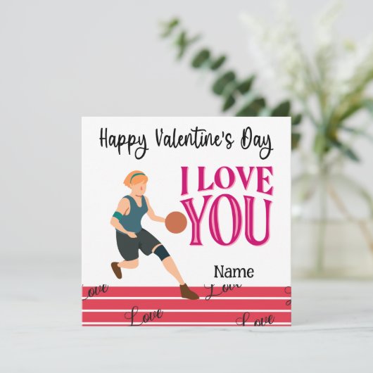 Basketball Valentijnsdag van Player met C Kaart (Staand voorkant)
