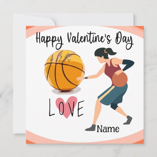 Basketball Valentijnsdag van Player met liefde Kaart (Voorkant)