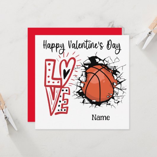 Basketball Valentijnsdag van Player met liefde Kaart (Voorkant / Achterkant in situ)