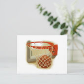 Basketball valt door een hoepel briefkaart (Staand voorkant)