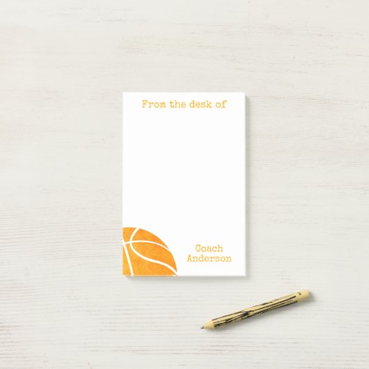 Basketball van het bureau van de coach gepersonali post-it® notes (Op bureau)